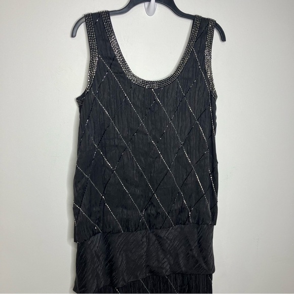 Francesca of Damon for starington black beaded silk dress size 8 - Picture 7 of 9